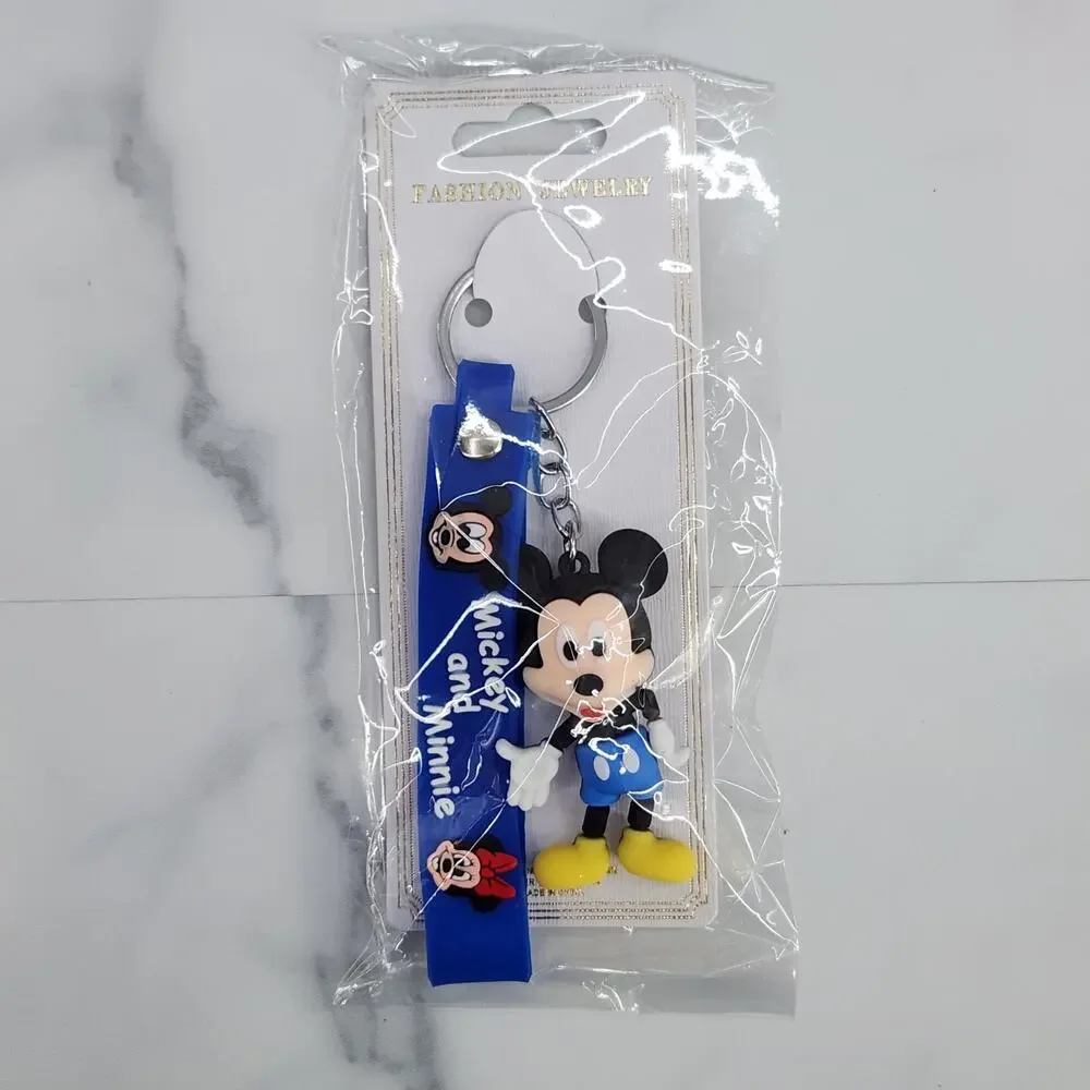 Disney's Mickey Mouse 3D Figure Keychain & Strap Bag Charm PVC Silicone Blue